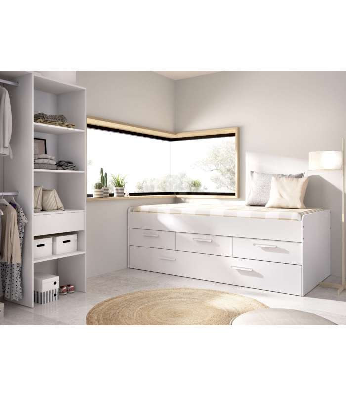 DKT Con cajones Cama compacta Kala 90 cm em branco 67,5 cm