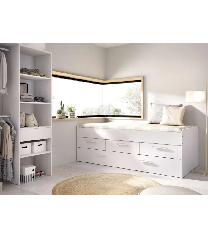 Cama compacta Rala blanca 90 cm, con almacenaje