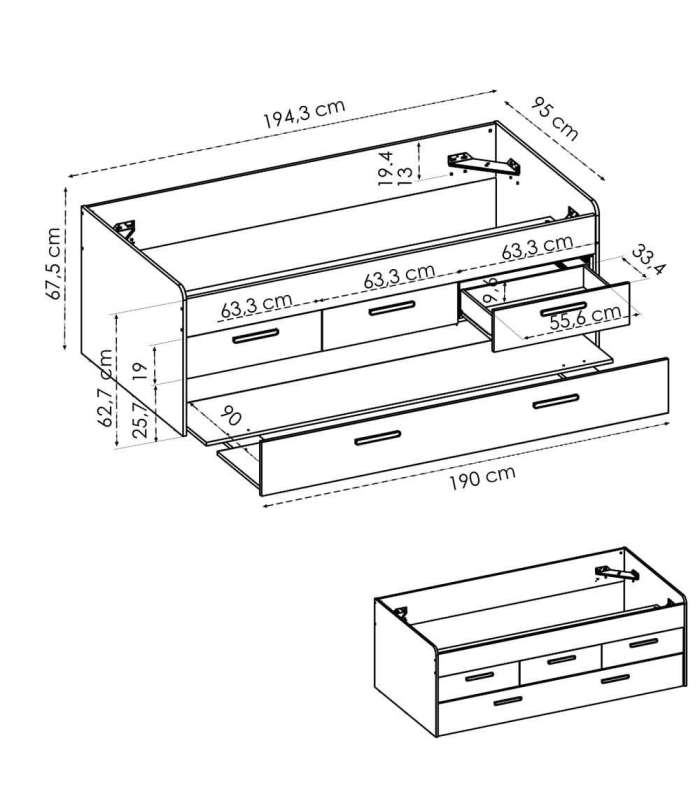 copy of 90 cm Dina bed for youthful bedroom.