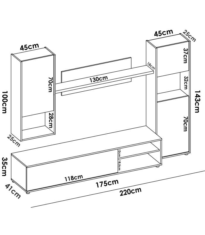 copy of Meuble de salon Sirva 46 cm(hauteur)200 cm(largeur)41