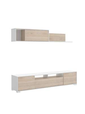 Mobiliário para sala de estar Fort King em branco e natural