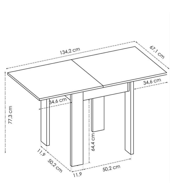 DKT Mesas de cozinha extensíveis Mesa de cozinha extensível