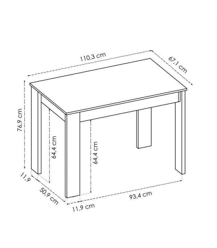 DKIT Mesas de cocina fijas Mesa para salón fija Tily acabado