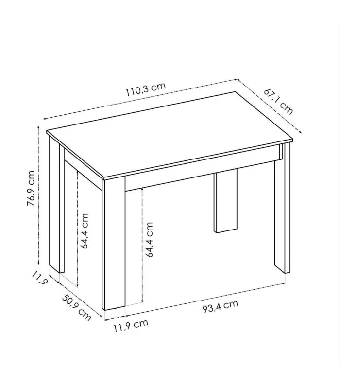 Mesa para salón fija Tily en acabado Blanco, 77x110x67 cm