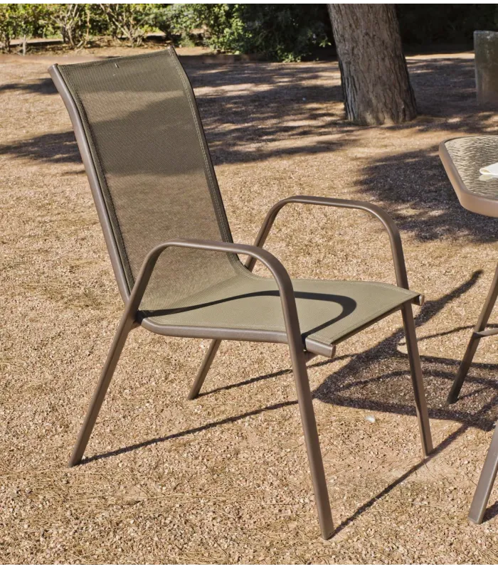 Pack de 4 sillones apilables bronce para jardín