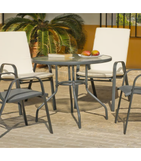 Conjunto de mesa+6 sillones+6 cojines terraza jardín mosaico  Laredo/Shifa-150/6+6C.