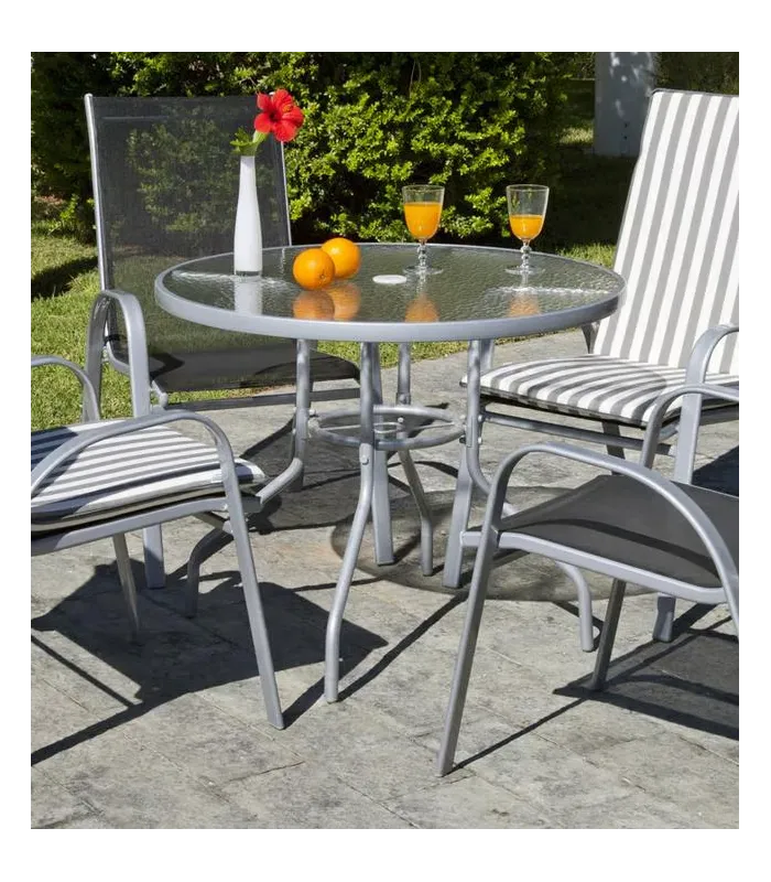Mesa de acero para jardín y terraza, 90x75 cm