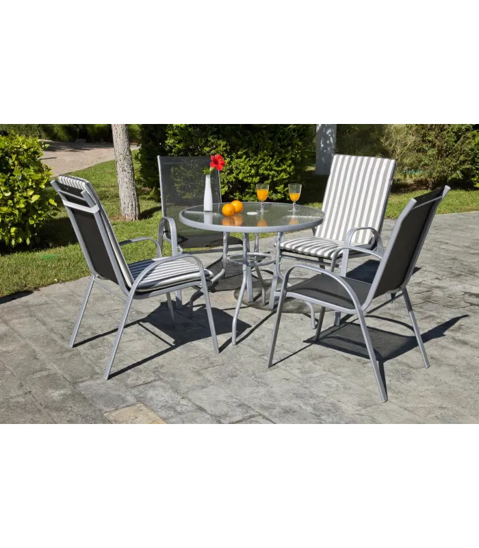 Mesa de acero para jardín y terraza, 90x75 cm