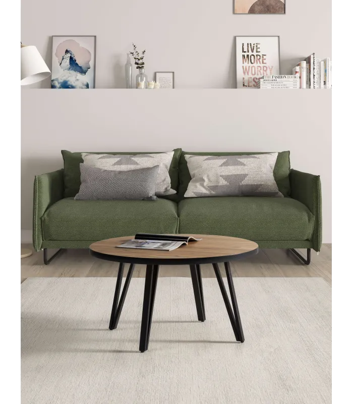 Mesa de centro redonda Mateo, natural 80x80cm