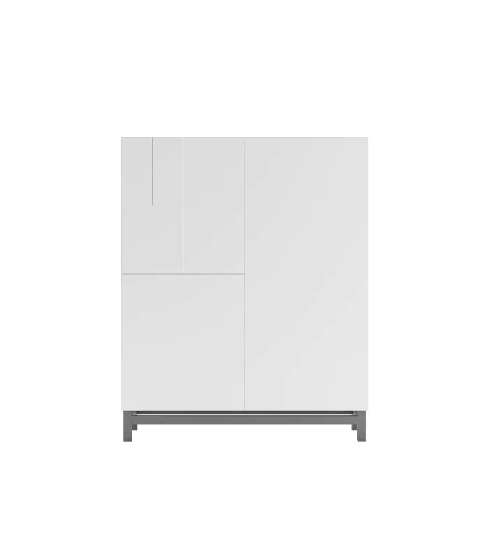 Zapatero moderno blanco con patas grafito, 90x112x27