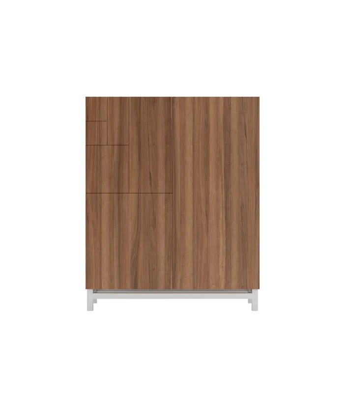 Zapatero moderno nogal claro y patas blancas