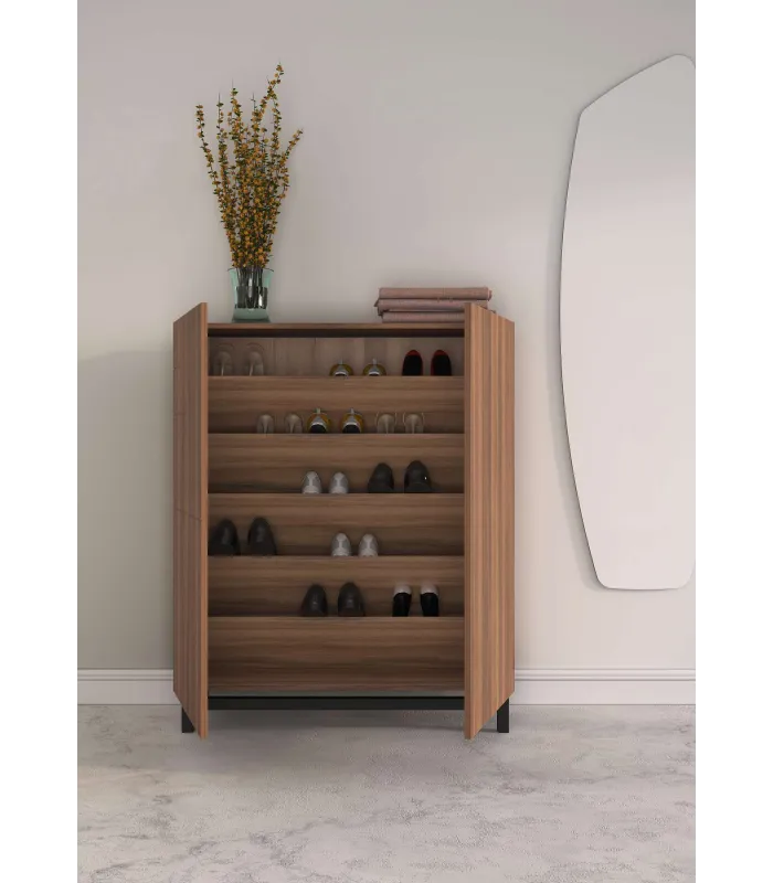 Sapateira modelo 515 em nogueira com pernas pretas