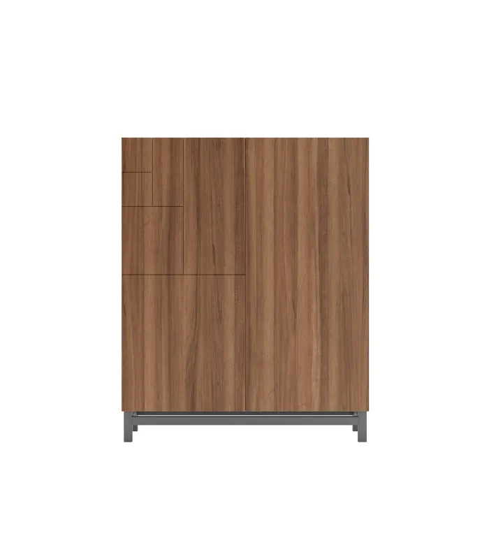 Zapatero modelo 515 nogal claro patas gris, 90x112x27