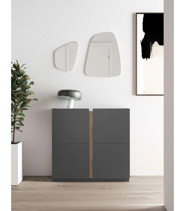 Sapateira 516 grafite/nogueira, organização prática para sapatos