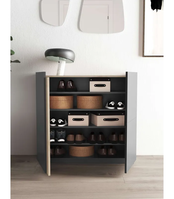 Receptor 516 grafite/roble, 90x95x35 cm - Organizador de sapatos