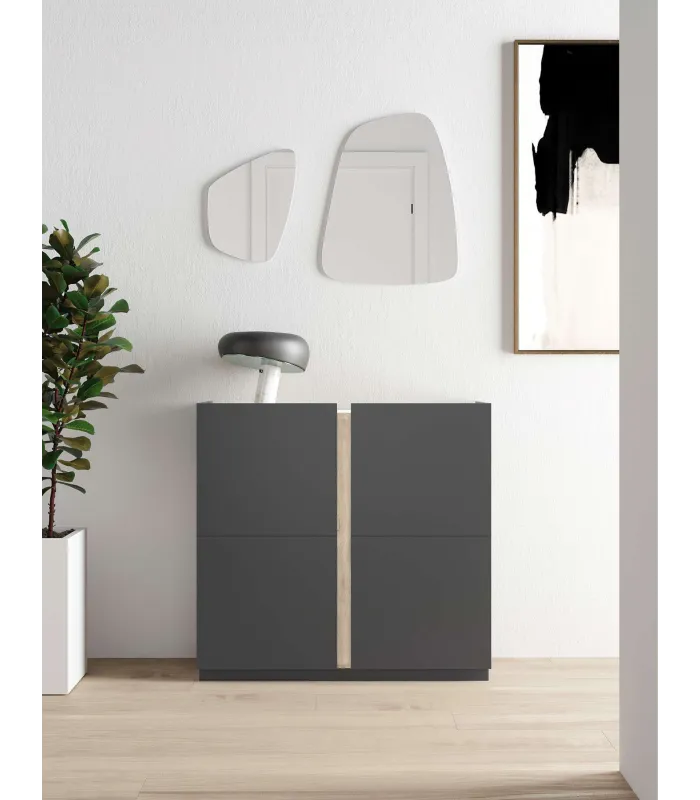 Receptor 516 grafite/roble, 90x95x35 cm - Organizador de sapatos