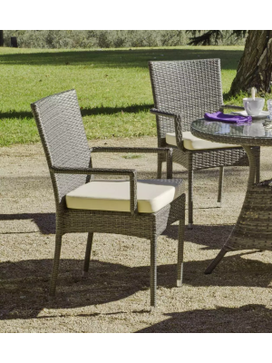 Pack de 4 sillones apilables gris con cojines blancos