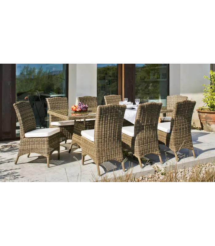 Conjunto de mesa y sillas Borsalino, ratán sintético