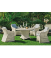 Mesa redonda + 4 poltronas com almofadas para terraço de jardim Celebes-120/4, Médula Luxe.