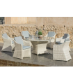 Conjunto mesa redonda + 6 sillones con cojines para terraza jardín Celebes-150/6, Médula Luxe.