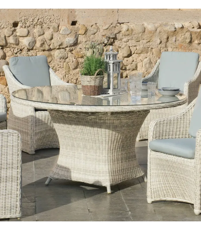 Conjunto mesa redonda y 6 sillones para jardín