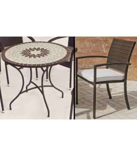 copy of Conjunto de mesa+4 sillones+4 cojines terraza jardin