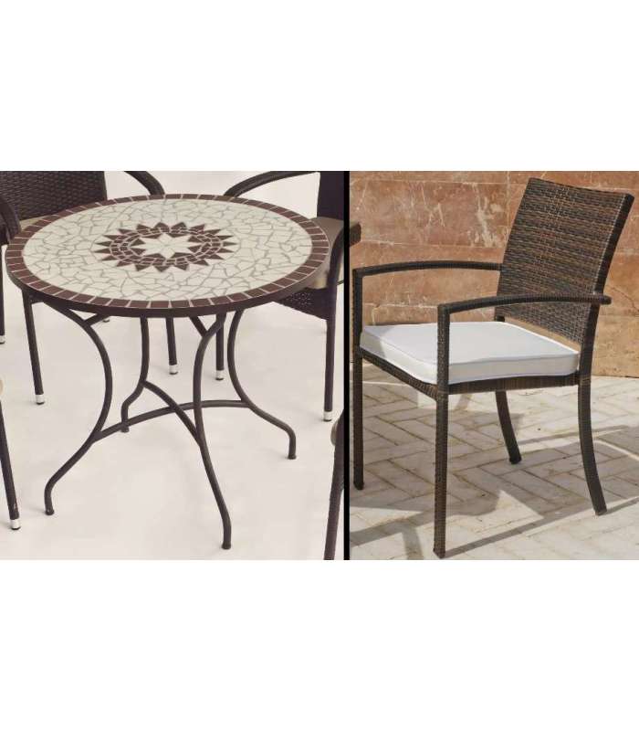 copy of Conjunto de mesa+4 sillones+4 cojines terraza jardin