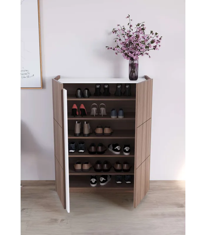 Zapatero modelo 517, nogal/blanco, 20/22 pares