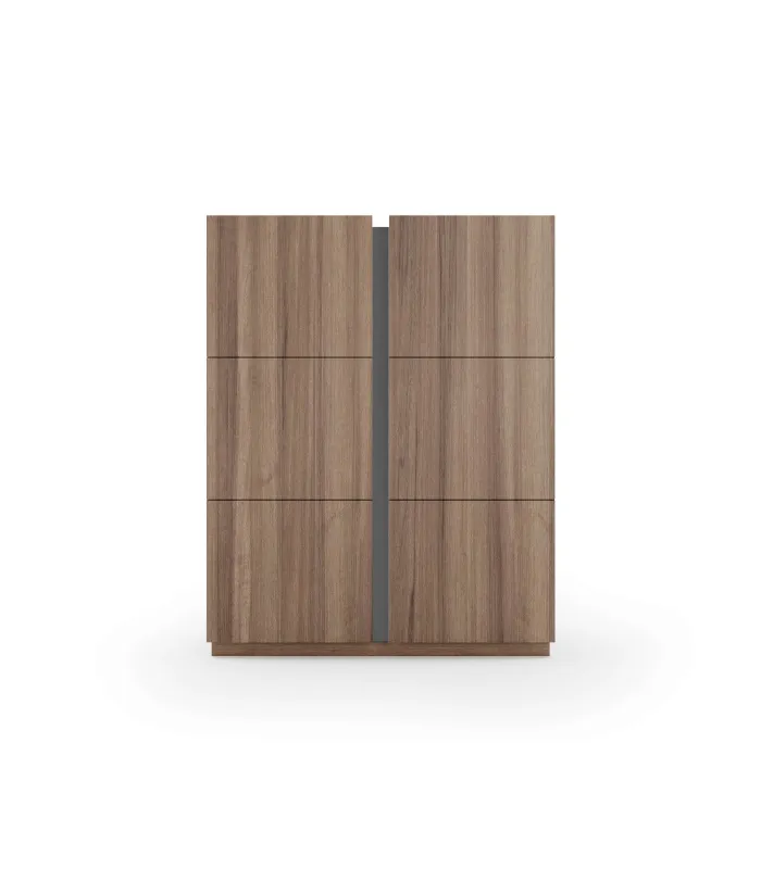 Zapatero 517 nogal claro/grafito, 2 puertas, 5 estantes