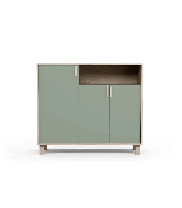 Recibidor zapatero 3 puertas roble claro/verde
