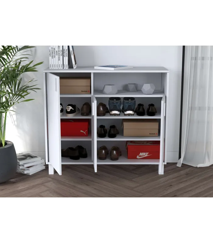 Recibidor zapatero 3 puertas en blanco