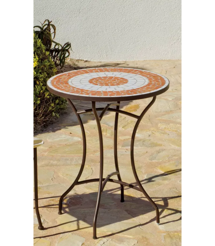 Muebles de jardín: mesa y 2 sillones mosaico bronce