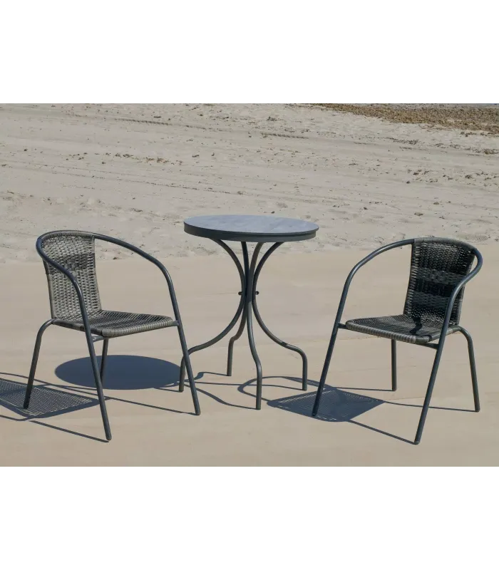 Pack de 4 sillones jardín apilables de acero