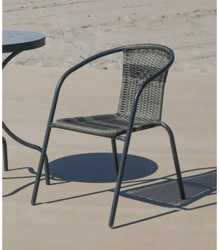 Pack de 4 sillones jardín apilables de acero