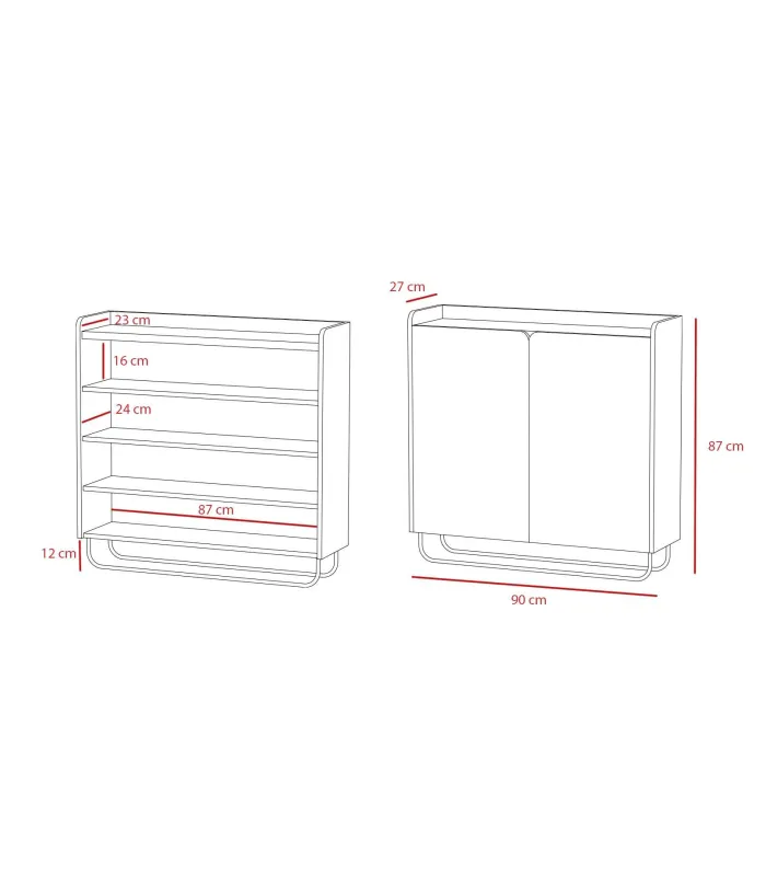 Recibidor zapatero 2 puertas blanco y roble claro