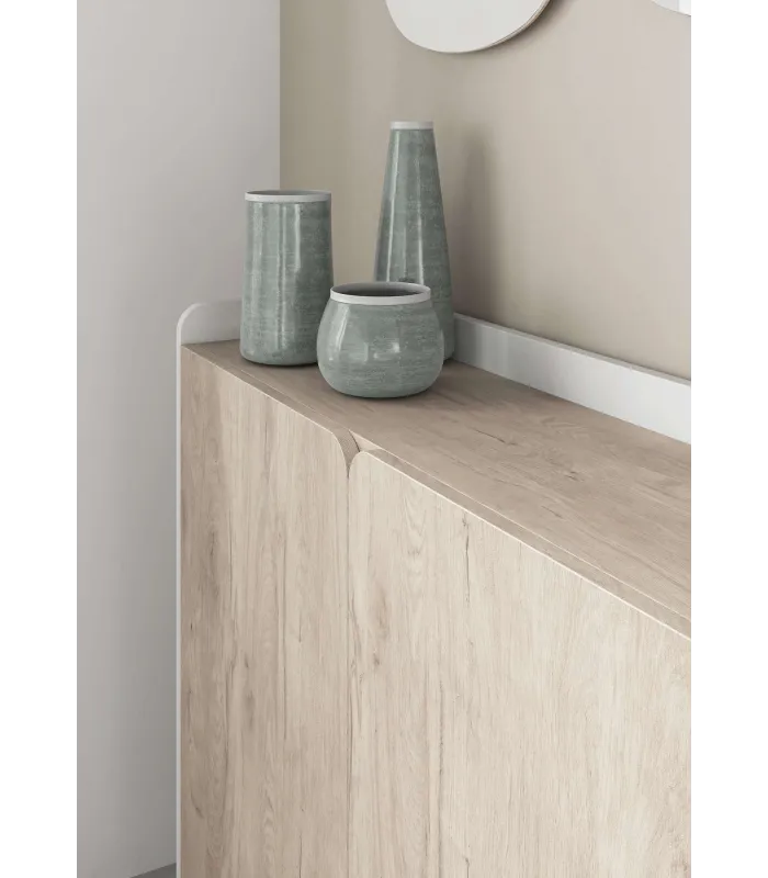 Recibidor zapatero 2 puertas blanco y roble claro