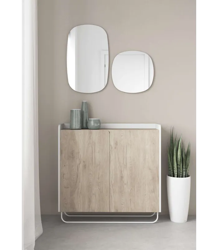 Recibidor zapatero 2 puertas blanco y roble claro