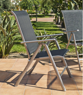HVA Sillas-sillones exterior Sillón-Tumbona acero/textilen