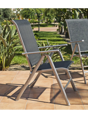 Pack 2 sillones plegables de acero y textilen negro