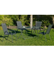 Conjunto de mesa + 4 sillones en acero Cordoba/Sulam-140/4 en acabado gris antracita