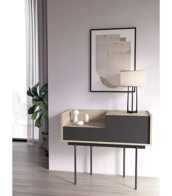 Recibidor 671: elegante y funcional en roble y grafito