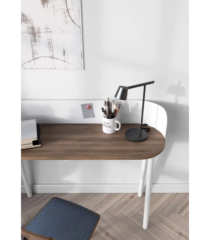 Mesa estudio Mod-634 en nogal y blanco, 40x120 cm