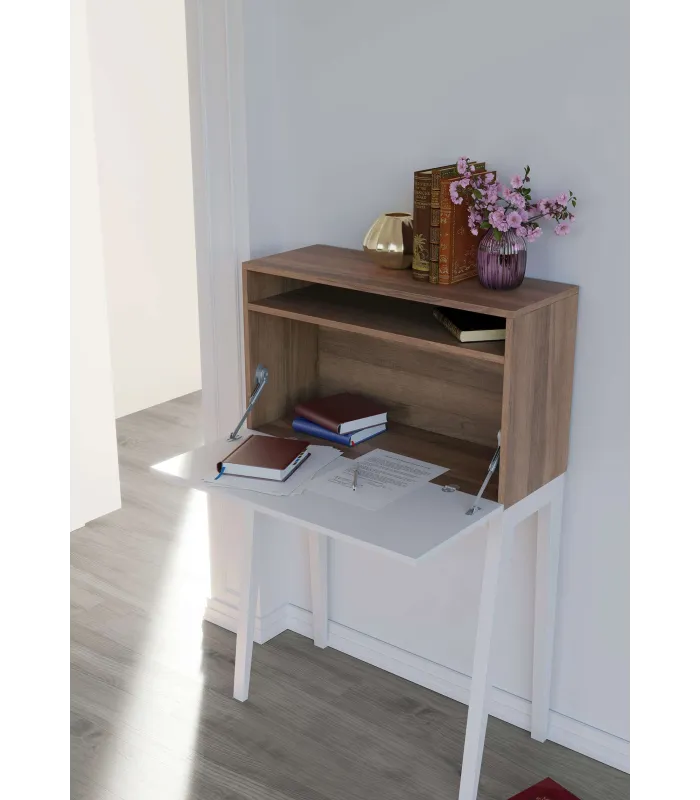 Mesa estudio Mod-630 nogal/blanco, 39x75x117 cm