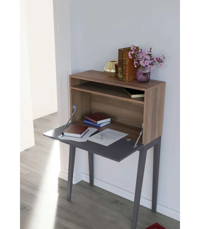 Mesa estudio Mod-630 nogal/grafito, 39x75x117 cm