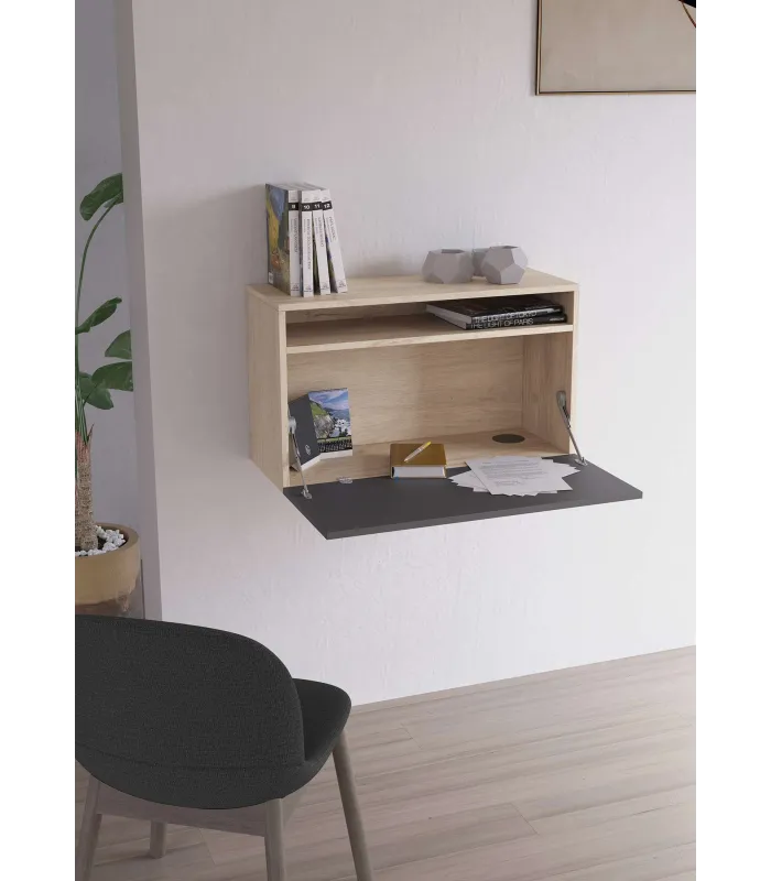 Escritorio suspendido modelo 628 en roble/grafito