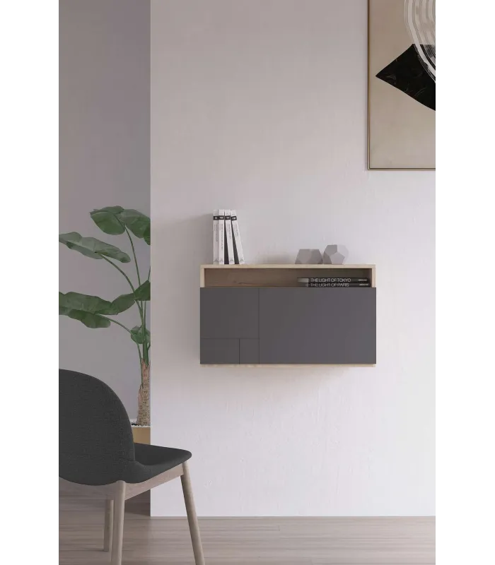 Escritorio suspendido modelo 628 en roble/grafito