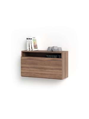 Escritorio suspendido nogal, elegante y funcional.