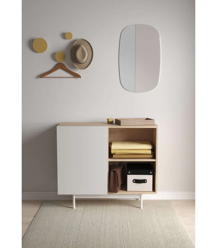 Mueble auxiliar 601-2 en roble/blanco para calzado.