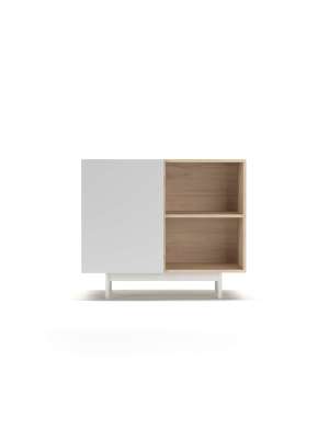 Mueble auxiliar 601-2 en roble/blanco para calzado.