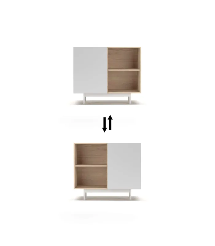 Mueble auxiliar 601-2 en roble/blanco para calzado.